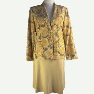 Jones New York Country Women's Silk Blend Floral Blazer Skirt Set Size 12